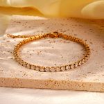 18K Gold Stainless Steel Ins Simple Rhinestone Bracelet Women's Advanced All-Match Inlaid Zircon