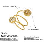 color: A672-Flower Zircon Gold Open Ring