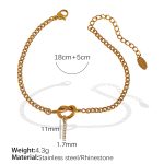 color: SL100 White Rhinestone I Gold Bracelet