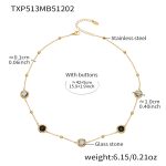 color: TXP513-Black Glass Stone Gold Necklace 42+5cm