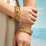 Stainless Steel Gold-Plated Inlaid Zircon Wave Flower Bracelet Light Luxury High-Grade Non-Fading Female Accessories Bracelet