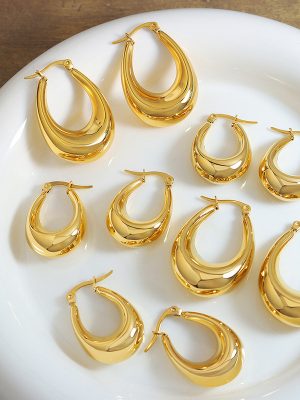 New U-Shaped Earrings Stainless Steel Gold-Plated Non-Fading Personalized Ear Jewelry