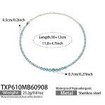 color: TXP610-Blue Zircon Steel Color Necklace -30+12cm