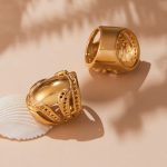 Personalized Environmental Protection Stainless Steel Material Wide Pasta Finger Ring PVD 18K Gold Plating Eye-Catching Ring