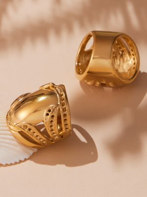 Personalized Environmental Protection Stainless Steel Material Wide Pasta Finger Ring PVD 18K Gold Plating Eye-Catching Ring