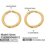 color: F580-Gold Earrings -Inner Diameter 16mm