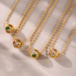Light Luxury Ball Inlaid Colorful Zircon Bead Clavicle Necklace Stainless Steel Necklace Jewelry