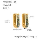 color: F836-6 Blue Color Zircon Earrings -Medium