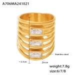 color: A706-Gold Multi Layer Statement Ring / size: US 6