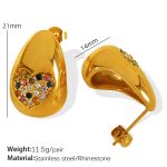 color: EH721 Multicolor Rhinestone Gold Earrings