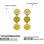 color: TXF609-Yellow Zircon Gold Earrings