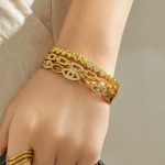 INS Geometric Micro Inlaid Zircon Buckle Stainless Steel Decoration Design Light Luxury Women's Bracelet Combination