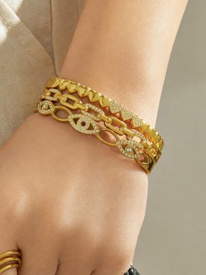 INS Geometric Micro Inlaid Zircon Buckle Stainless Steel Decoration Design Light Luxury Women's Bracelet Combination