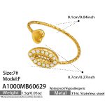 color: A1000-White Zircon Shell Open Ring -F