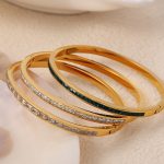 French Style Stainless Steel Bracelet New Sweet Fresh Bracelet Non-Fading Narrow Half Ring Full Diamond Buckle for Women