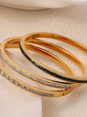 French Style Stainless Steel Bracelet New Sweet Fresh Bracelet Non-Fading Narrow Half Ring Full Diamond Buckle for Women