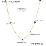 color: P1537-Gold Large Natural Stone Necklace 40+5cm