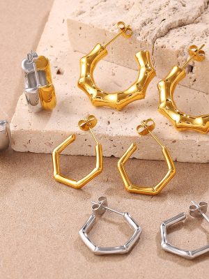 Three-Dimensional Women's Delicate Earrings Stainless Steel 18K Gold Plating Geometric Earrings Earrings Women