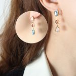 color: F733-Gold Asymmetric Earrings