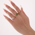 Full Rhinestone Zircon Water Drop Ring Design Light Luxury Stainless Steel 18K Gold Plating Index Finger Can't Stop Color