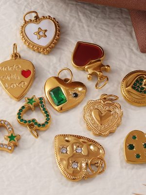 French Entry Lux Vintage Stainless Steel Drop Oil Pendant Parts Series Earrings Necklace 18K Gold Plating