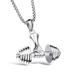 color: Dumbbell Silver + Stainless Steel Chain