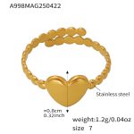 color: A998-Gold Heart Ring / size: US 7