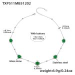 color: TXP511-Green Color Glass Stone Steel Color Necklace 40+5cm
