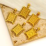 All-Match Stainless Steel 18K Gold Letter Necklace Women's Hollow Geometry Square Single Pendant