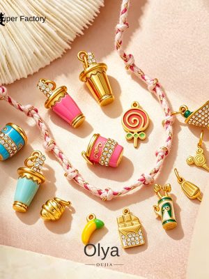 Creative Mini Cup Lollipop Pendant Stainless Steel Dopamine Light Luxury DIY Accessories