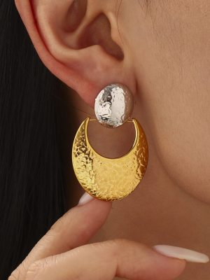 Color Matching Stainless Steel Love Heart Earrings Advanced Stud Earrings Earrings