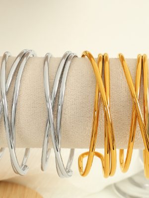 Popular Bracelet Versatile Multi-Layer Bracelet Simple Opening Stainless Steel Cross Bracelet Women's Ornament