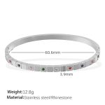 color: SZ213CRS Multicolor Rhinestone Silver Bangle