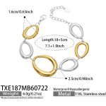 color: TXE187-Cutout Oval Two-tone Gold Bracelet -18+5cm