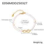 color: E056-Gold Freshwater Pearl Bracelet 18+5cm