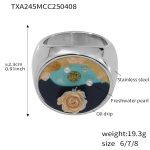 color: TXA245-Rose Enamel Steel Color Ring -Size 6
