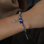 color: NE004-Blue Zircon Steel Color Bracelet
