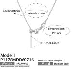color: P1178-1--Steel Color Bead Chain Necklace -48.5cm