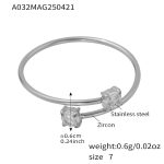 color: A032-Steel Color 5A Zircon Ring / size: US 7