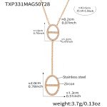 color: TXP331-Gold Y Letter Zircon Necklace 41+5cm
