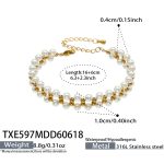 color: TXE597-Shell Pearl Gold Bracelet -16+6cm