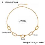 color: P1229-Gold Full Pave Cube Zircon Necklace 40+5cm