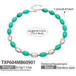 color: TXP604-Green Color Resin Steel Color Necklace -44.5+5cm