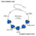 color: TXE510-Blue Color Faceted Stone Steel Color Bracelet 16.5+5cm
