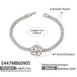 color: E447-White Zircon Flower Steel Color Bracelet -17cm