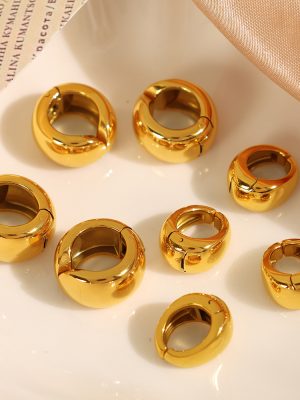 Cold Circular Arc Stainless Steel 18K Gold Plating French Simplicity Elegant Glossy Ear Ring Ear Clip for Women