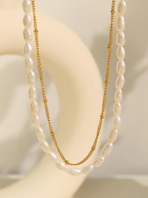 New Elegant Non-Fading Freshwater Pearl Double-Layer Necklace for Ladies Temperament Clavicle Chain