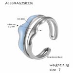 color: A636-Blue Colored Glaze Steel Color Ring / size: US 7
