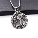 Trendy vintage Viking lucky tree men's necklace stainless steel ethnic snake-wrapped women's pendant