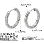 color: F1116-Spiral Texture Steel Color Earrings -Inner Diameter 12mm